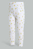 Redtag-White-Base-Lemon-Print-Ribbed-Legging-Leggings-Infant-Girls-3 to 24 Months