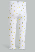 Load image into Gallery viewer, Redtag-White-Base-Lemon-Print-Ribbed-Legging-Leggings-Infant-Girls-3 to 24 Months
