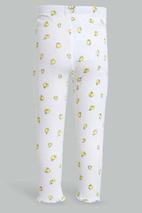 Redtag-White-Base-Lemon-Print-Ribbed-Legging-Leggings-Infant-Girls-3 to 24 Months
