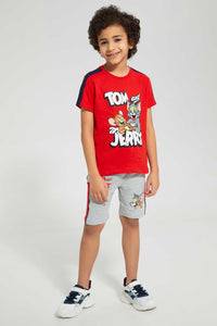 Redtag-Red-Tom-And-Jerry-T-Shirt-And-Short-Set-Sets-Boys-2 to 8 Years