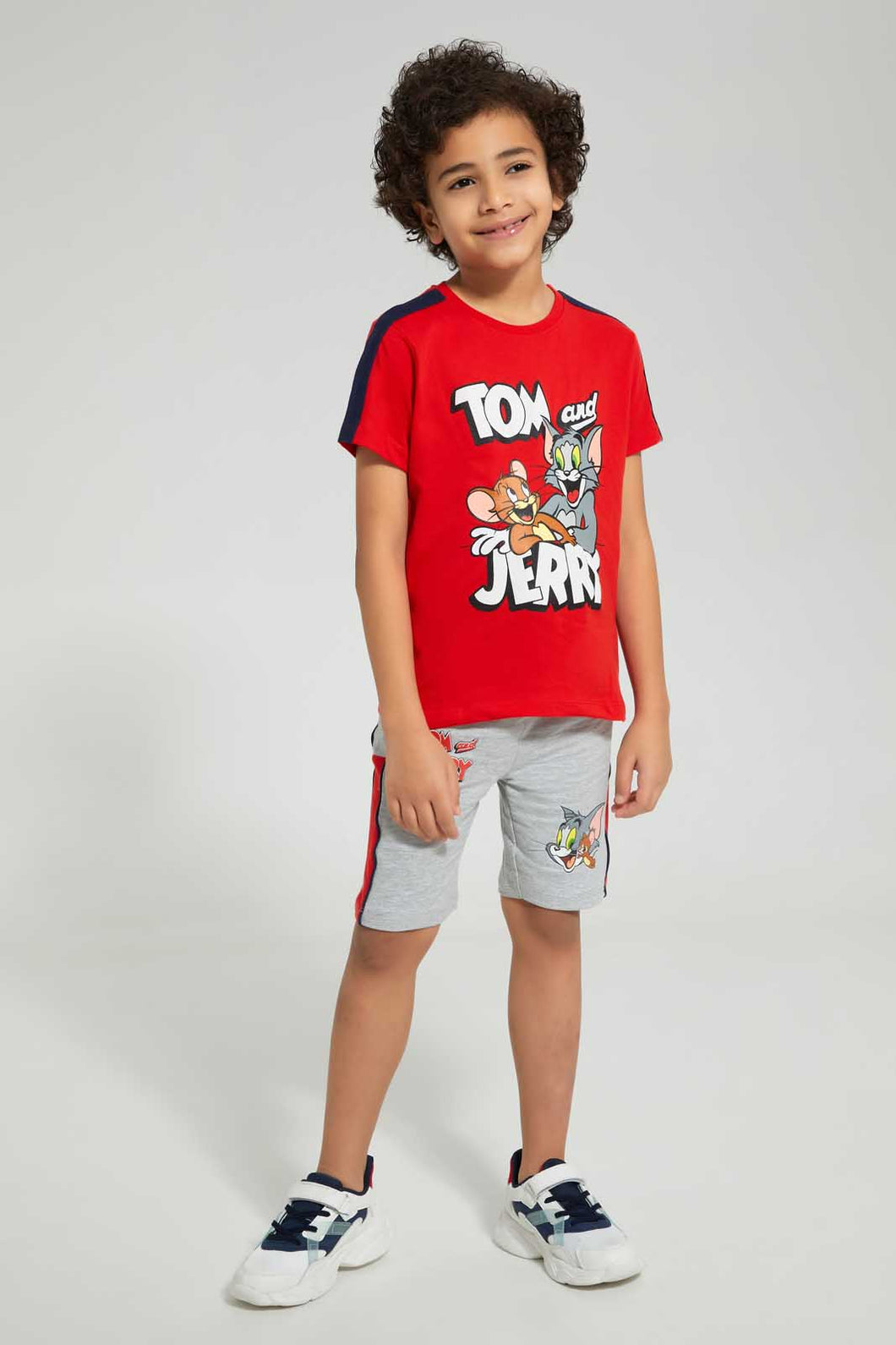 Redtag-Red-Tom-And-Jerry-T-Shirt-And-Short-Set-Sets-Boys-2 to 8 Years