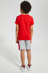 Redtag-Red-Tom-And-Jerry-T-Shirt-And-Short-Set-Sets-Boys-2 to 8 Years