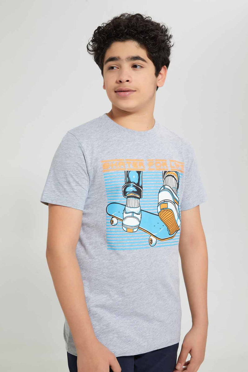 Redtag-Grey-Skate-For-Life-Tee-Graphic-T-Shirts-Senior-Boys-9 to 14 Years