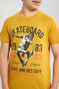 Redtag-Mustard-Skate-1983-Tee-Graphic-T-Shirts-Senior-Boys-9 to 14 Years