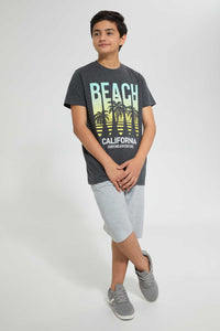 Redtag-Charcoal-Beach-California-Tee-Graphic-T-Shirts-Senior-Boys-9 to 14 Years