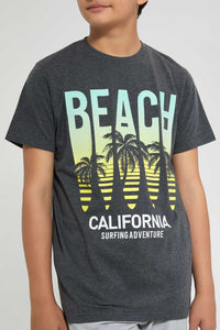 Redtag-Charcoal-Beach-California-Tee-Graphic-T-Shirts-Senior-Boys-9 to 14 Years