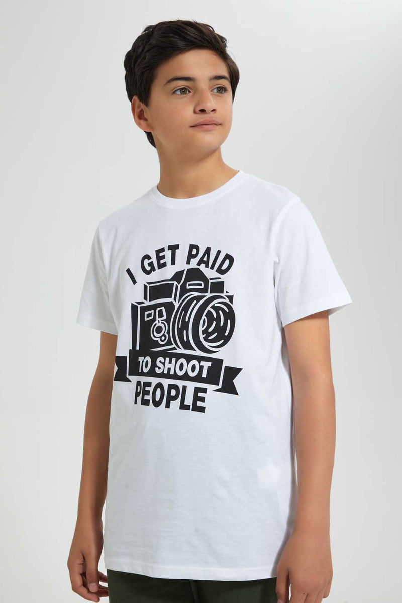 Redtag-White-Shoot-People-Tee-Graphic-T-Shirts-Senior-Boys-9 to 14 Years