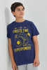 Redtag-Navy-Freeze-Time-Tee-Graphic-T-Shirts-Senior-Boys-9 to 14 Years