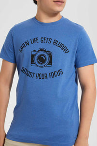 Redtag-Blue-Blurry-Tee-Graphic-T-Shirts-Senior-Boys-9 to 14 Years