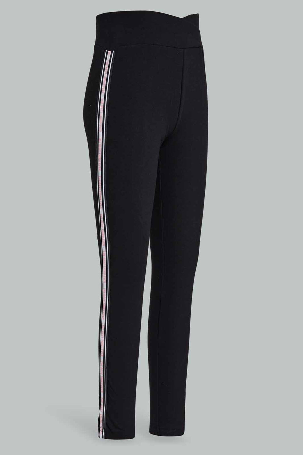 Redtag-Black-Pique-Leggings-With-Print-Category:Leggings,-Colour:Black,-Filter:Senior-Girls-(9-to-14-Yrs),-GSR-Leggings,-New-In,-New-In-GSR,-Non-Sale,-S22D,-Section:Kidswear,-TBL-Senior-Girls-