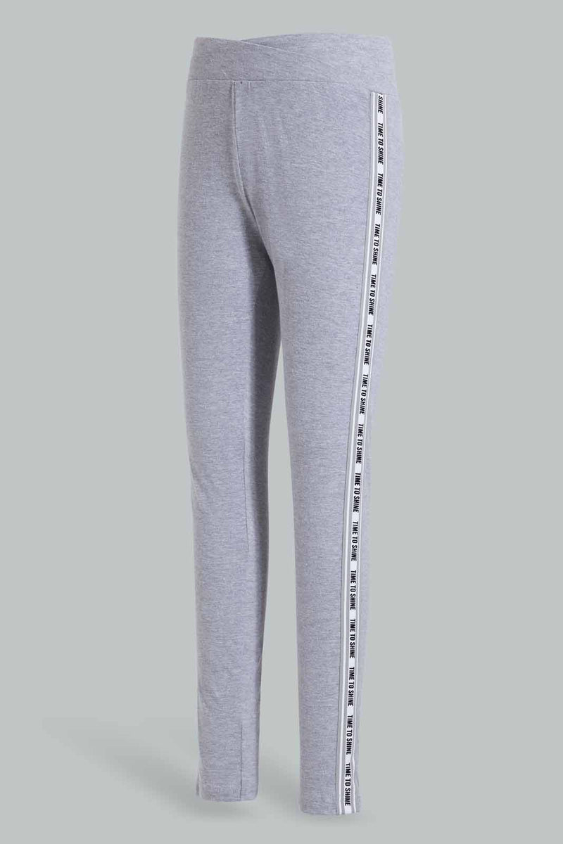 Redtag-Dk-Grey-Melange-Pique-Leggings-With-Print-Category:Leggings,-Colour:Grey,-Filter:Senior-Girls-(9-to-14-Yrs),-GSR-Leggings,-New-In,-New-In-GSR,-Non-Sale,-S22D,-Section:Kidswear,-TBL-Senior-Girls-