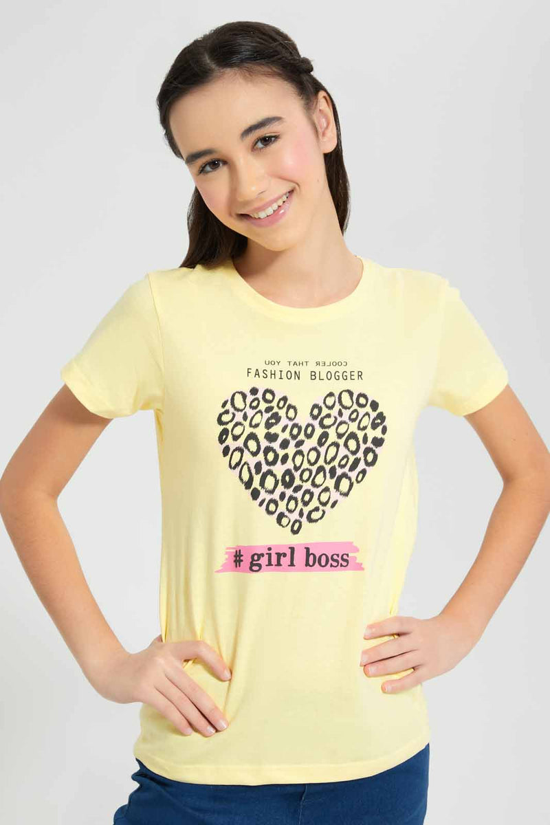 Redtag-Yellow-Basic-T-Shirt-Category:T-Shirts,-Colour:Yellow,-Filter:Senior-Girls-(9-to-14-Yrs),-GSR-T-Shirts,-New-In,-New-In-GSR,-Non-Sale,-S22D,-Section:Kidswear,-TBL-Senior-Girls-9 to 14 Years