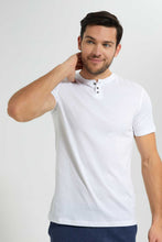 تنزيل الصورة على معرض الصور، Redtag-White-Henley-T-Shirt-Plain-T-Shirts-Men&#39;s-
