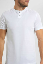 تنزيل الصورة على معرض الصور، Redtag-White-Henley-T-Shirt-Plain-T-Shirts-Men&#39;s-
