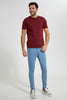 Redtag-Burgandy-Henley-T-Shirt-Plain-T-Shirts-Men's-