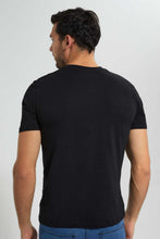 تنزيل الصورة على معرض الصور، Redtag-Black-Henley-T-Shirt-Plain-T-Shirts-Men&#39;s-
