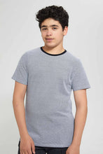 تنزيل الصورة على معرض الصور، Redtag-Black-Jacquard-Plain-Tee-Plain-T-Shirts-Senior-Boys-9 to 14 Years
