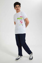 تنزيل الصورة على معرض الصور، Redtag-White-Jacquard-California-Tee-Graphic-T-Shirts-Senior-Boys-9 to 14 Years
