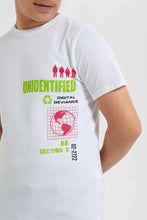 تنزيل الصورة على معرض الصور، Redtag-White-Jacquard-California-Tee-Graphic-T-Shirts-Senior-Boys-9 to 14 Years
