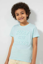 Load image into Gallery viewer, Redtag-Green-Wave-Print-T-Shirt-Graphic-T-Shirts-Boys-2 to 8 Years
