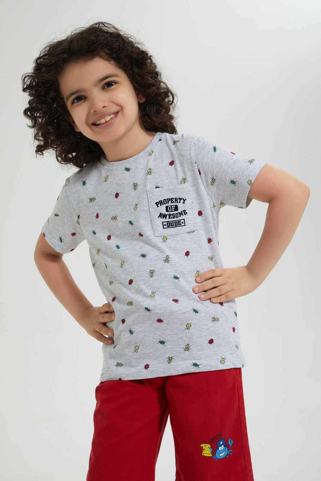Redtag-Stone-Bug-Pocket-T-Shirt-Graphic-T-Shirts-Boys-2 to 8 Years