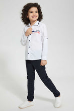 Load image into Gallery viewer, Redtag-White-Knitted-Collar-Fs-Shirt-Casual-Shirts-Boys-2 to 8 Years
