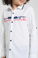 Load image into Gallery viewer, Redtag-White-Knitted-Collar-Fs-Shirt-Casual-Shirts-Boys-2 to 8 Years
