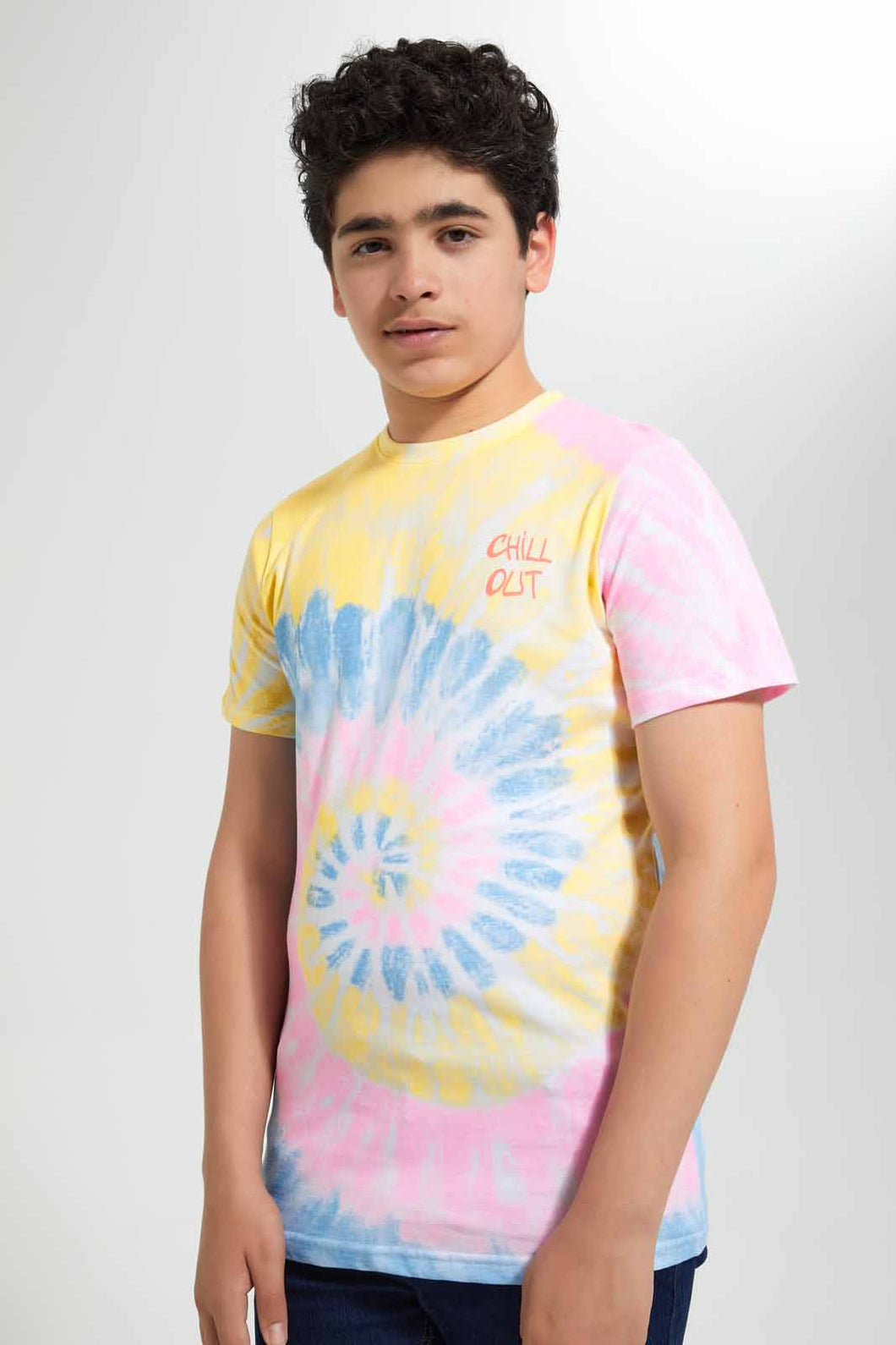 Redtag-White-Bsr-Tye-Dye-Tee-Embellished-T-Shirts-Senior-Boys-9 to 14 Years