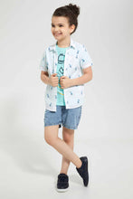 تنزيل الصورة على معرض الصور، Redtag-White-Plane-Print-Shirt-And-T-Shirt-Set-Casual-Shirts-Boys-2 to 8 Years
