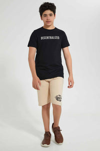 Redtag-Beige-Distant-Lands-Tee-Graphic-T-Shirts-Senior-Boys-9 to 14 Years