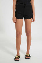 تنزيل الصورة على معرض الصور، Redtag-Black-Rib-Shorts-Loungewear-Shorts-Women&#39;s-
