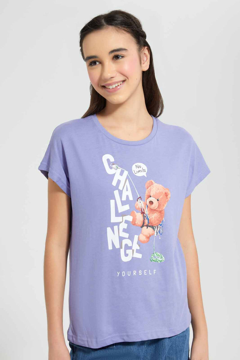 Redtag-Purple-Casual-T-Shirt-Category:T-Shirts,-Colour:Purple,-Filter:Senior-Girls-(9-to-14-Yrs),-GSR-T-Shirts,-New-In,-New-In-GSR,-Non-Sale,-S22D,-Section:Kidswear,-TBL-Senior-Girls-9 to 14 Years