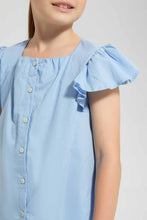 تنزيل الصورة على معرض الصور، Redtag-Blue-Button-Front-Blouse-Blouses-Girls-2 to 8 Years
