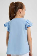 تنزيل الصورة على معرض الصور، Redtag-Blue-Button-Front-Blouse-Blouses-Girls-2 to 8 Years

