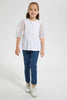 Redtag-White-Lace-Sleeve-Blouse-Blouses-Girls-2 to 8 Years
