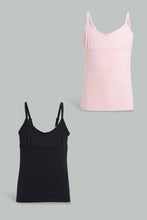 Load image into Gallery viewer, Redtag-Black-X-Lt-Pink/White-Heart-Dots-2Pcs-Pack-365,-Category:Vests,-Colour:Assorted,-Filter:Senior-Girls-(9-to-14-Yrs),-GSR-Vests,-New-In,-New-In-GSR,-Non-Sale,-Section:Kidswear-Senior-Girls-9 to 14 Years
