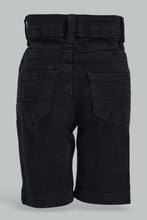 Load image into Gallery viewer, Redtag-Black-Color-Denim-Short-Denim-Shorts-Infant-Boys-3 to 24 Months
