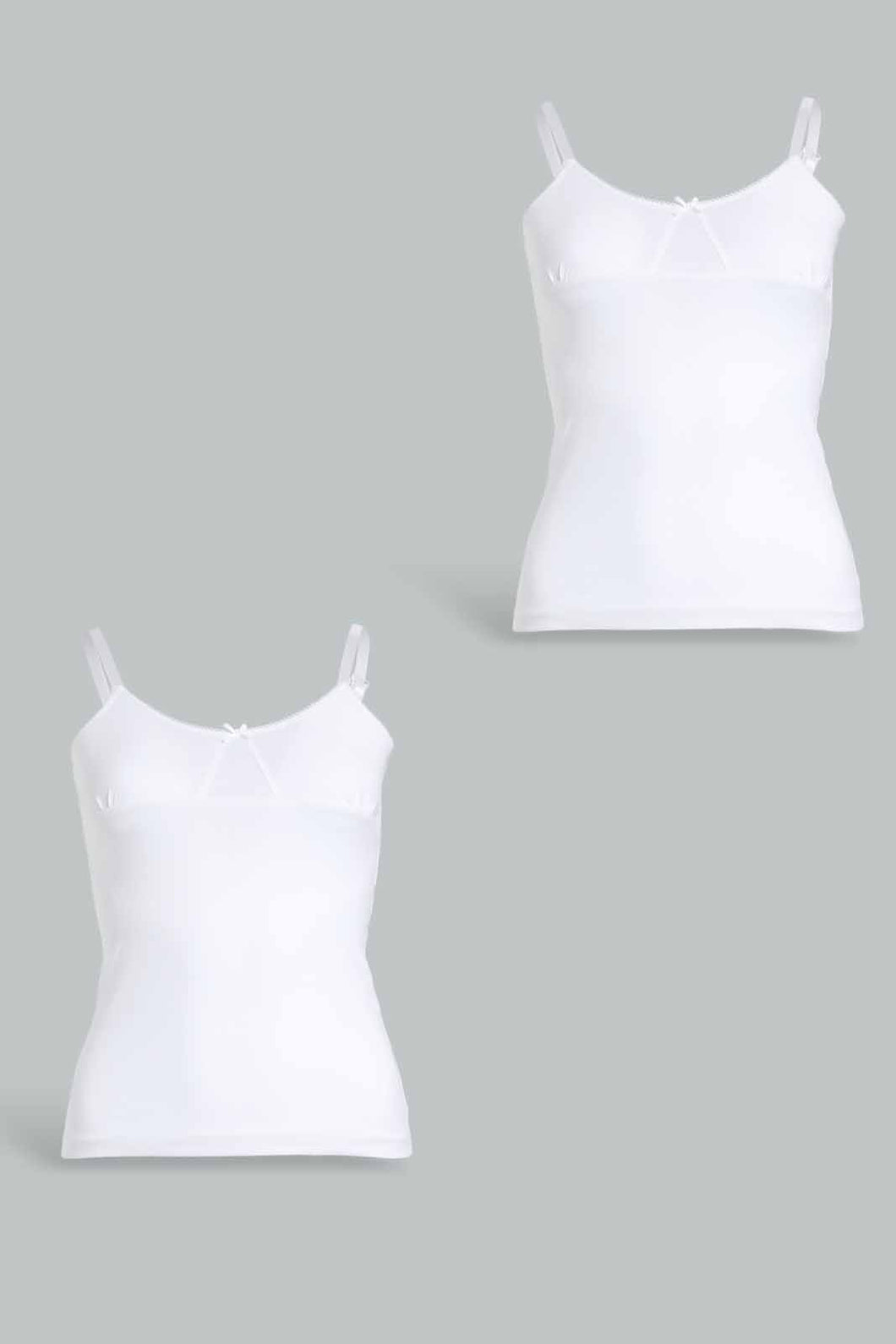 Redtag-White-X-White-Vest-(2Pack)-Vests-Senior-Girls-9 to 14 Years