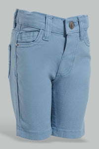 Redtag-Blue-Color-Denim-Short-Denim-Shorts-Infant-Boys-3 to 24 Months