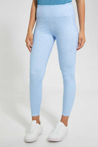 Blue All-Over Print Active Pant