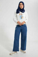 تنزيل الصورة على معرض الصور، Redtag-Blue-Wide-Leg-Denims-Jeans-Wide-Fit-Women&#39;s-
