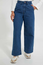 تنزيل الصورة على معرض الصور، Redtag-Blue-Wide-Leg-Denims-Jeans-Wide-Fit-Women&#39;s-
