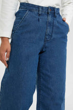 تنزيل الصورة على معرض الصور، Redtag-Blue-Wide-Leg-Denims-Jeans-Wide-Fit-Women&#39;s-
