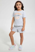 تنزيل الصورة على معرض الصور، Redtag-Grey-Melange-Chest-Placement-Print-Set-Sets-Girls-2 to 8 Years
