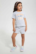 تنزيل الصورة على معرض الصور، Redtag-Grey-Melange-Chest-Placement-Print-Set-Sets-Girls-2 to 8 Years
