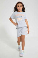 تنزيل الصورة على معرض الصور، Redtag-Grey-Melange-Chest-Placement-Print-Set-Sets-Girls-2 to 8 Years
