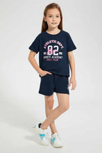 تنزيل الصورة على معرض الصور، Redtag-Navy-Chest-Placement-Print-Set-Sets-Girls-2 to 8 Years
