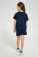 تنزيل الصورة على معرض الصور، Redtag-Navy-Chest-Placement-Print-Set-Sets-Girls-2 to 8 Years
