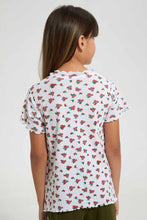 Load image into Gallery viewer, Redtag-White--Girls-Aop-T-Shirt-Graphic-T-Shirts-Girls-2 to 8 Years
