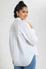 Load image into Gallery viewer, Redtag-White-Poplin-Oversize-Shirt-Casual-Shirts-Women&#39;s-
